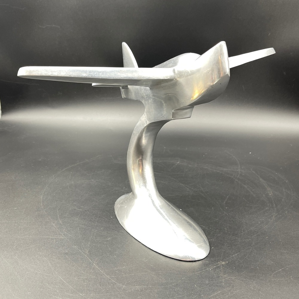Pottery Barn Silver Aluminum Airplane Bookend Aviation Decor Sculpture